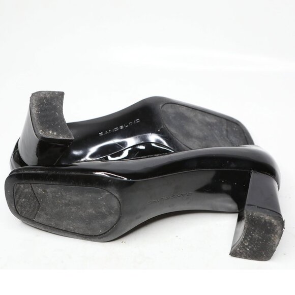 Vintage Bandolino Patent Leather Loafer Pumps Square Toe Chunky Heel Black Gloss - Picture 9 of 11